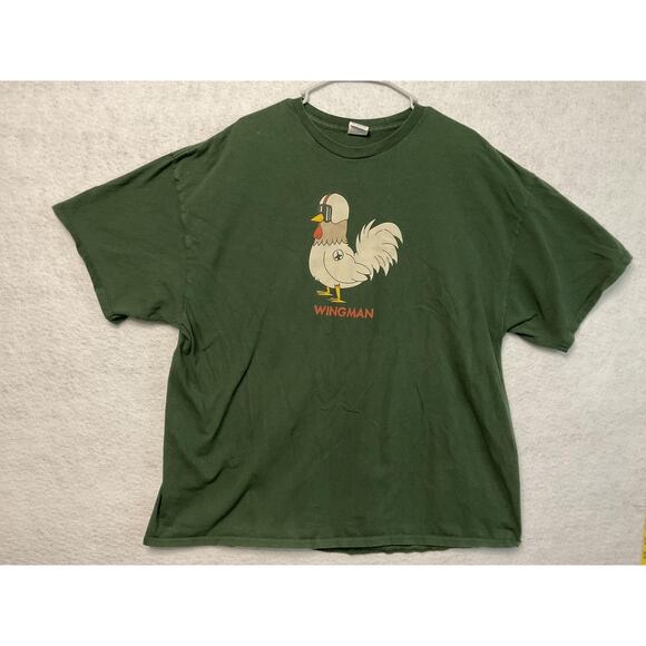 Wingman Chicken Shirt Mens 3XL Green Funny Rooster Pilot Aviator Graphic Tee - Picture 1 of 7